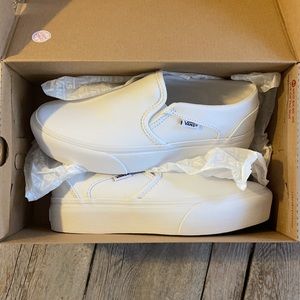 White Slip On Canvas Vans